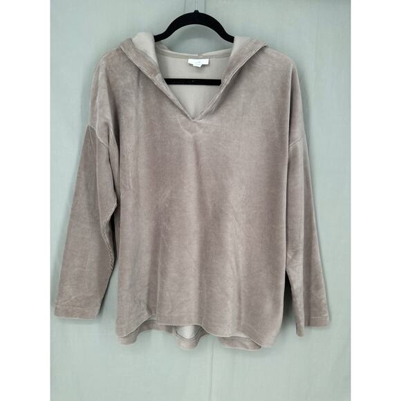 J Jill Hoodie Sweatshirt Womens LP Beige Soft Corduroy Stretch Pullover Cozy - Picture 5 of 7